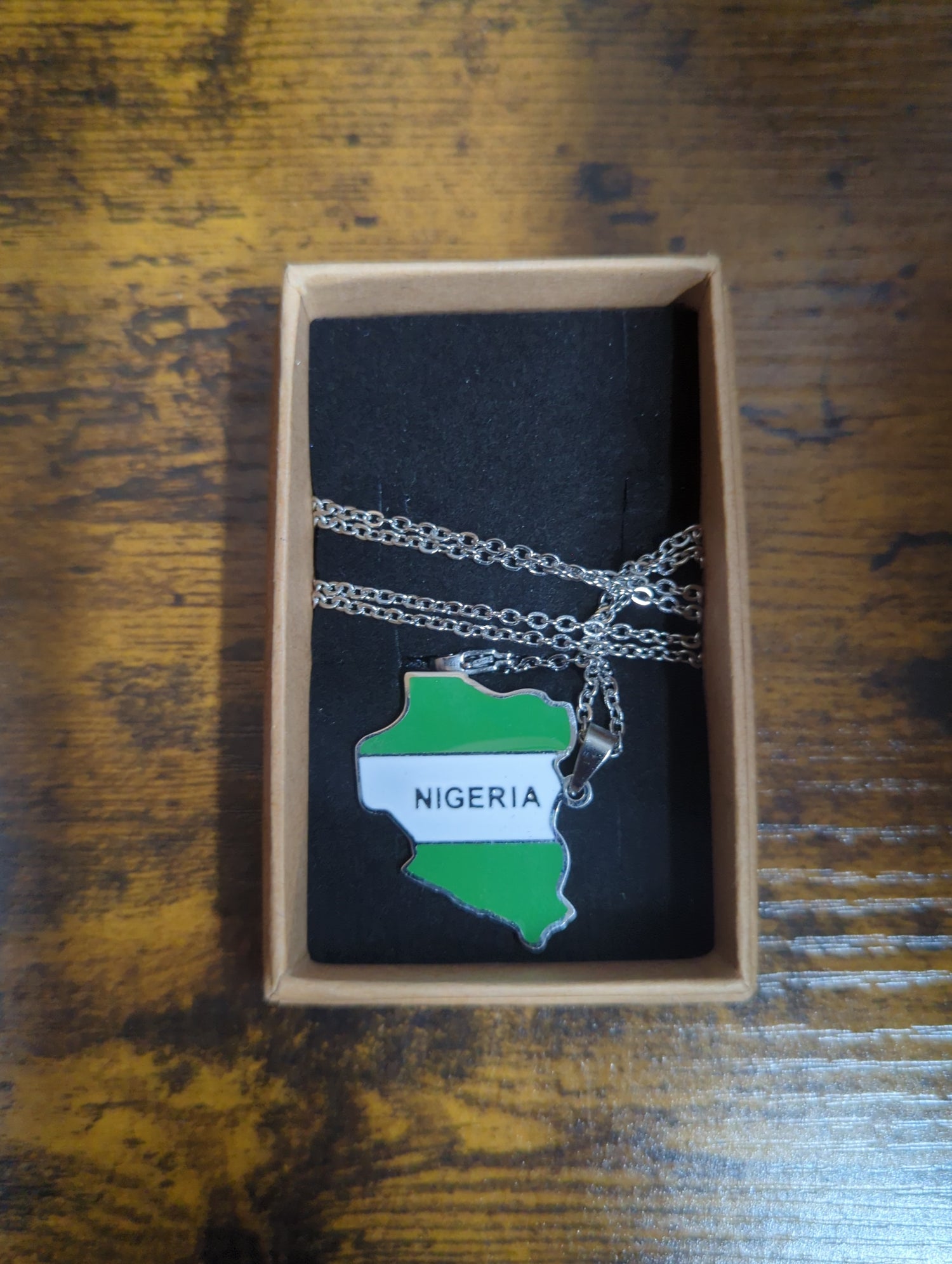 National Flag Country Shape And Name Silver Necklace 60cm Chain