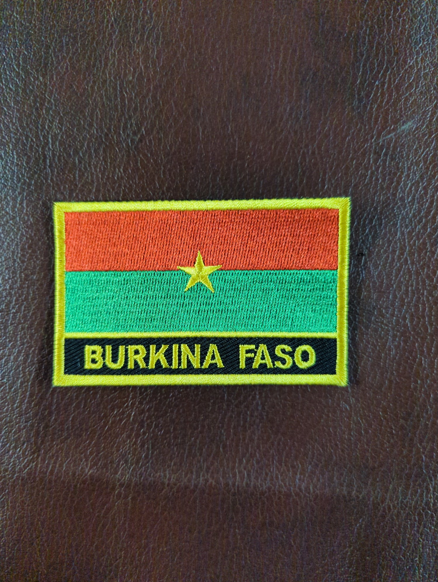 National Flag With Country Name Yellow Embroidery Patch 8cm x 5cm