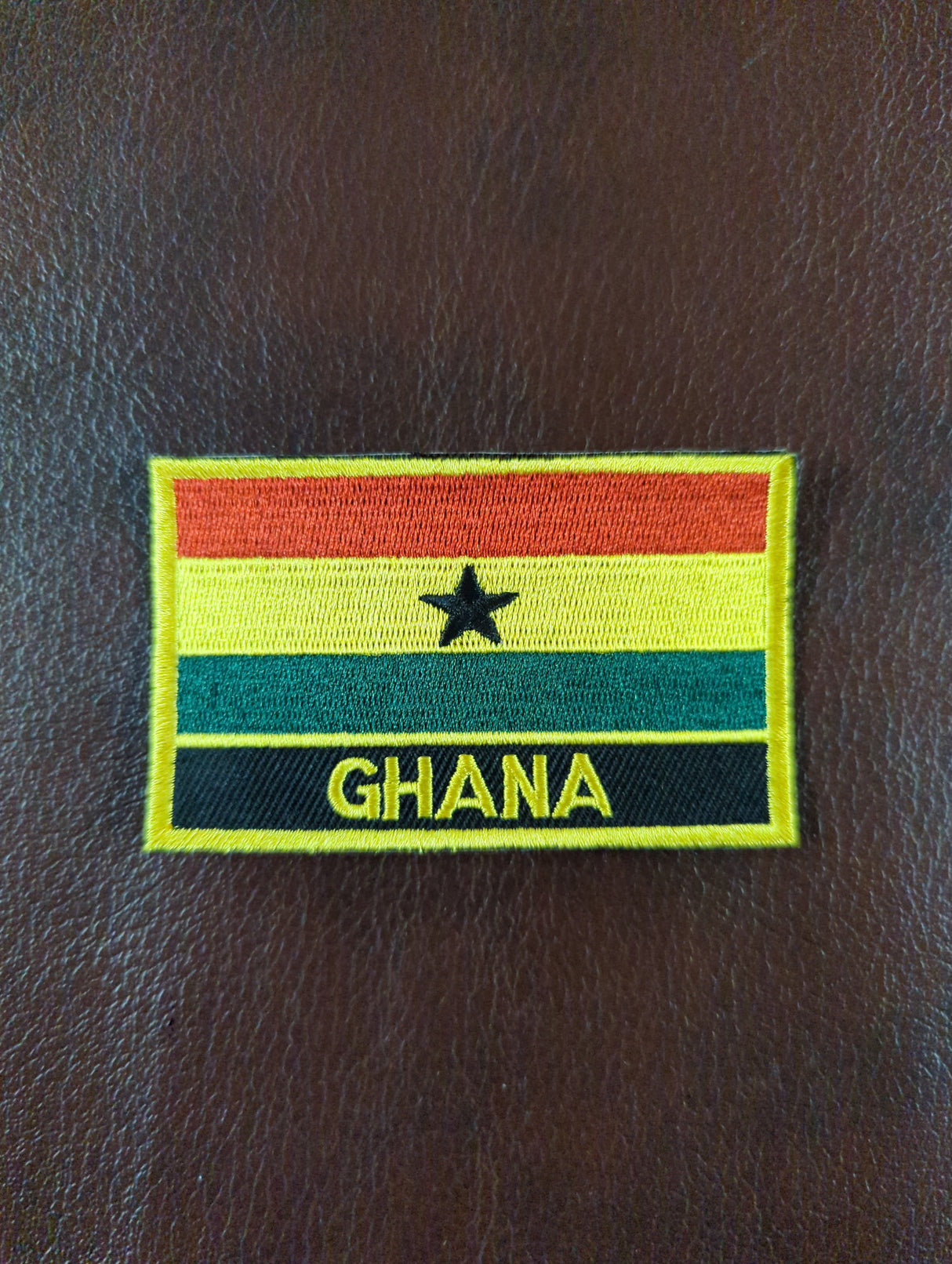 National Flag With Country Name Yellow Embroidery Patch 8cm x 5cm