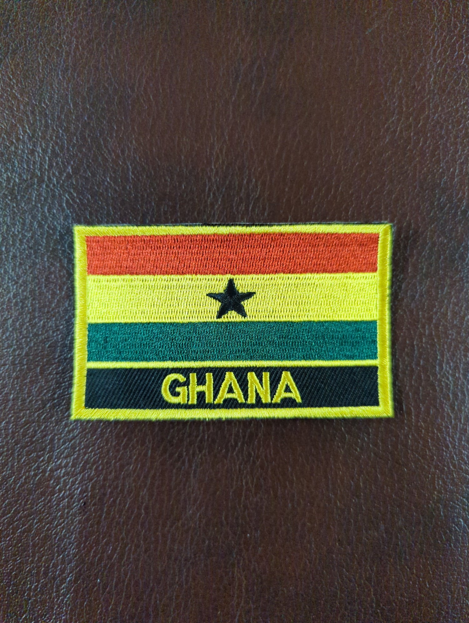National Flag With Country Name Yellow Embroidery Patch 8cm x 5cm