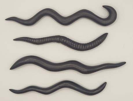 Ebony Hand Carved Worms