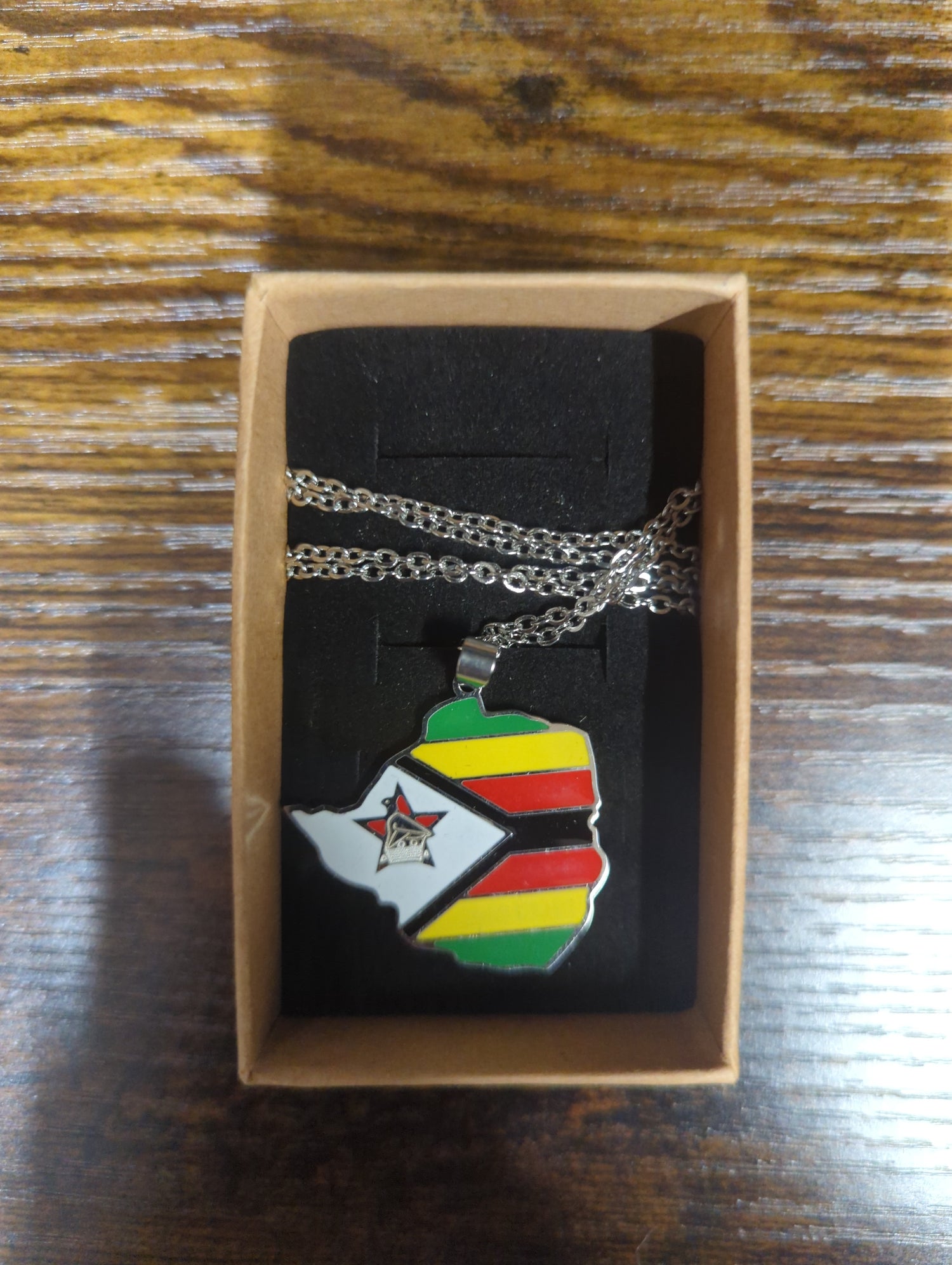 National Flag Country Shape Silver Necklace 60cm Chain