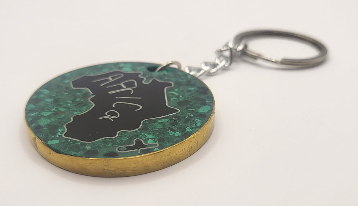 Malachite Africa Country Outline Keychain