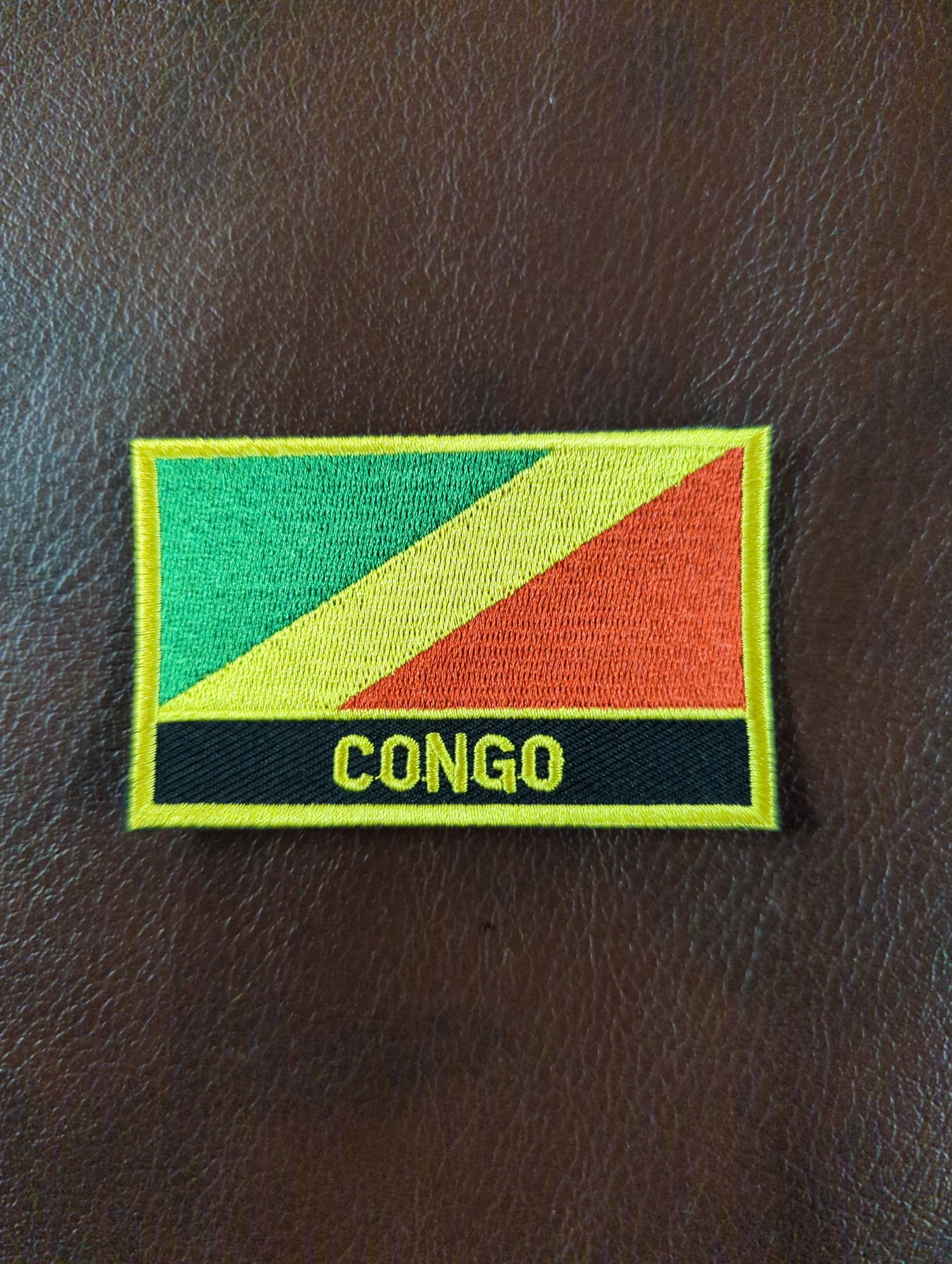 National Flag With Country Name Yellow Embroidery Patch 8cm x 5cm