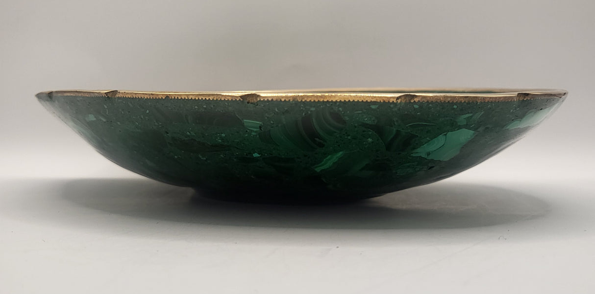 Malachite Brass Lined Fruit Bowl