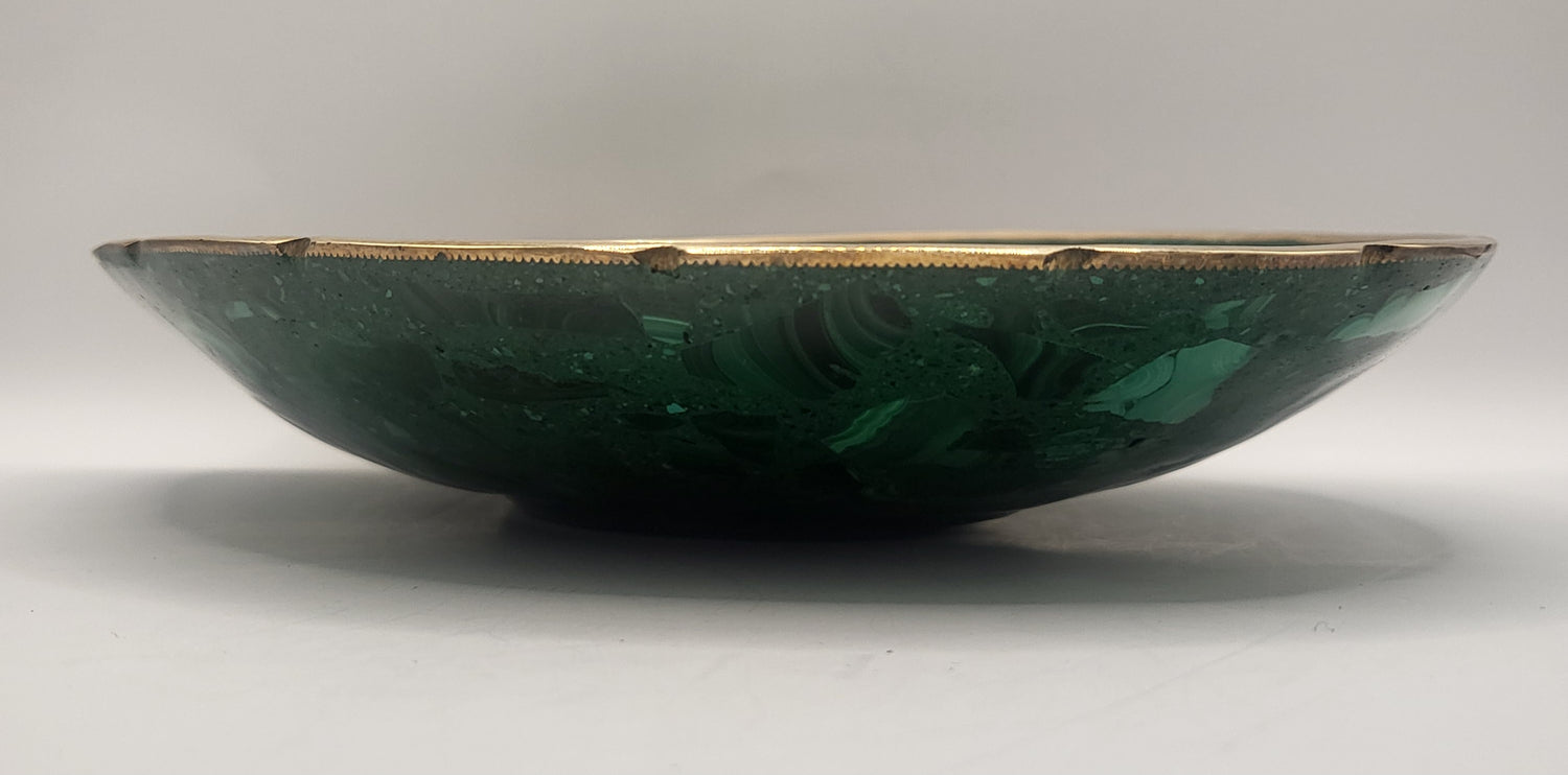 Malachite Brass Lined Fruit Bowl