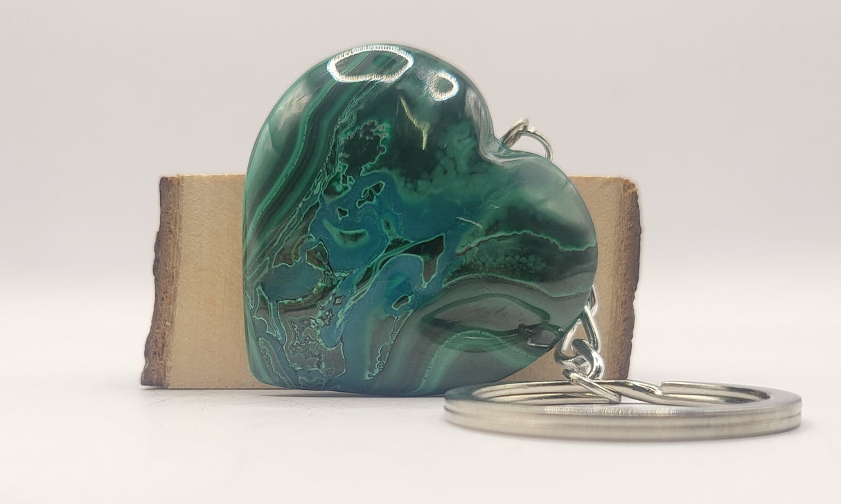 Malachite Heart Keychain