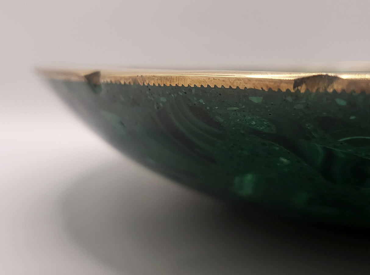 Malachite Brass Lined Fruit Bowl