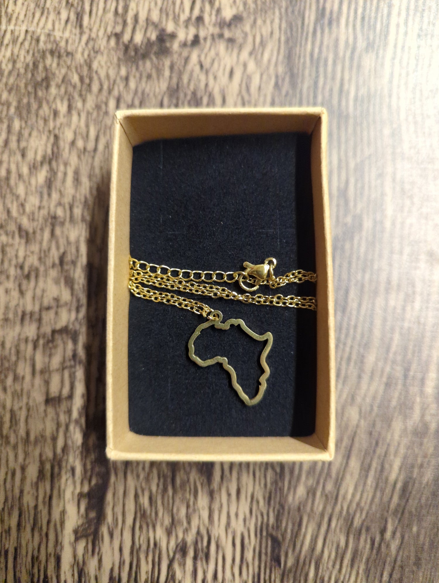 Africa Shape Outline Necklace 50cm Chain 23.5mm x 19mm Pendant