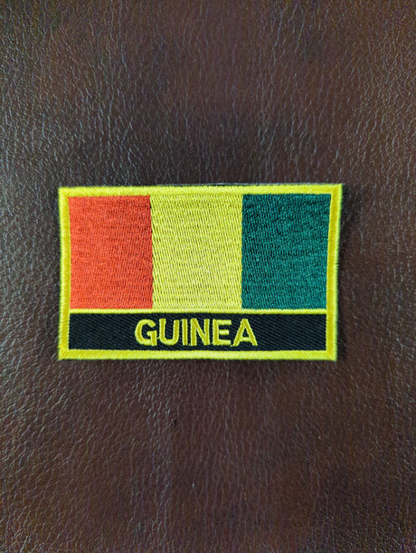 National Flag With Country Name Yellow Embroidery Patch 8cm x 5cm