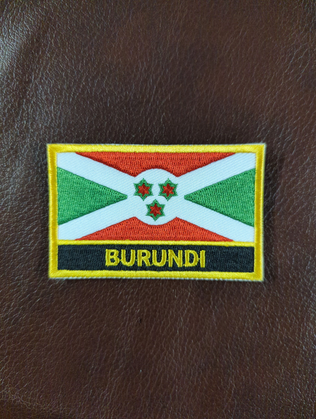 National Flag With Country Name Yellow Embroidery Patch 8cm x 5cm