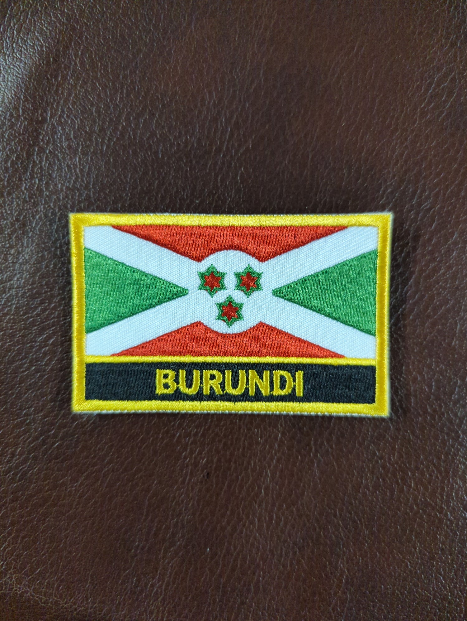 National Flag With Country Name Yellow Embroidery Patch 8cm x 5cm