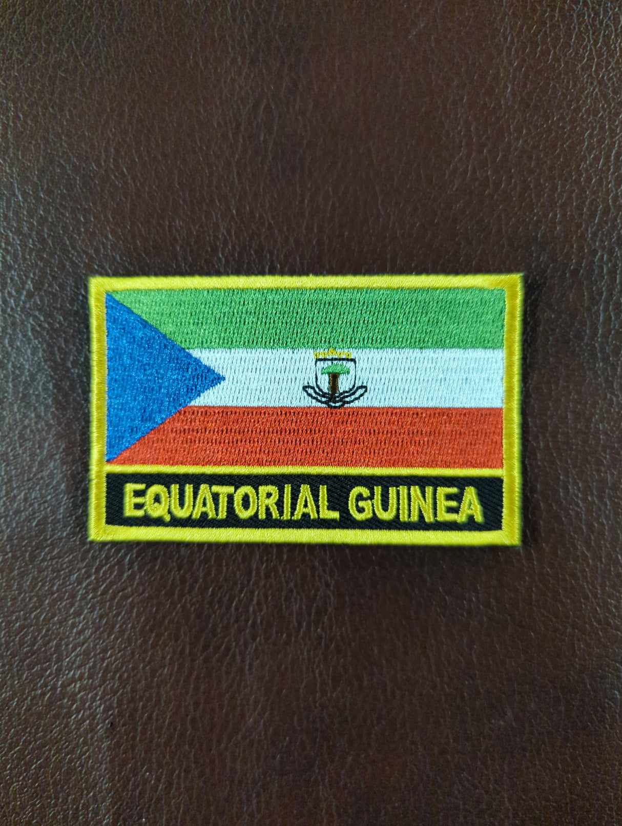 National Flag With Country Name Yellow Embroidery Patch 8cm x 5cm