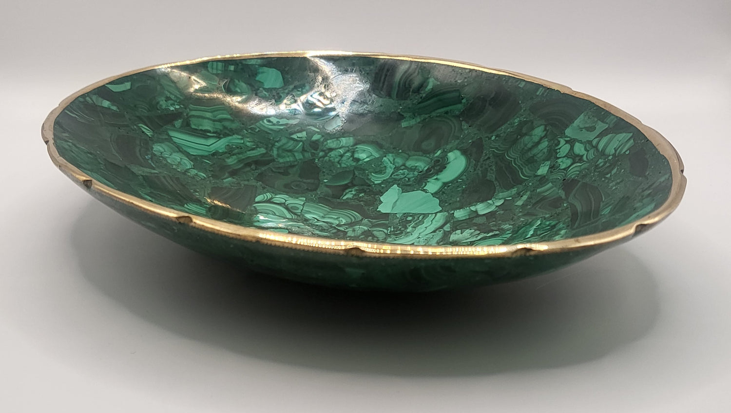 Malachite Brass Lined Fruit Bowl