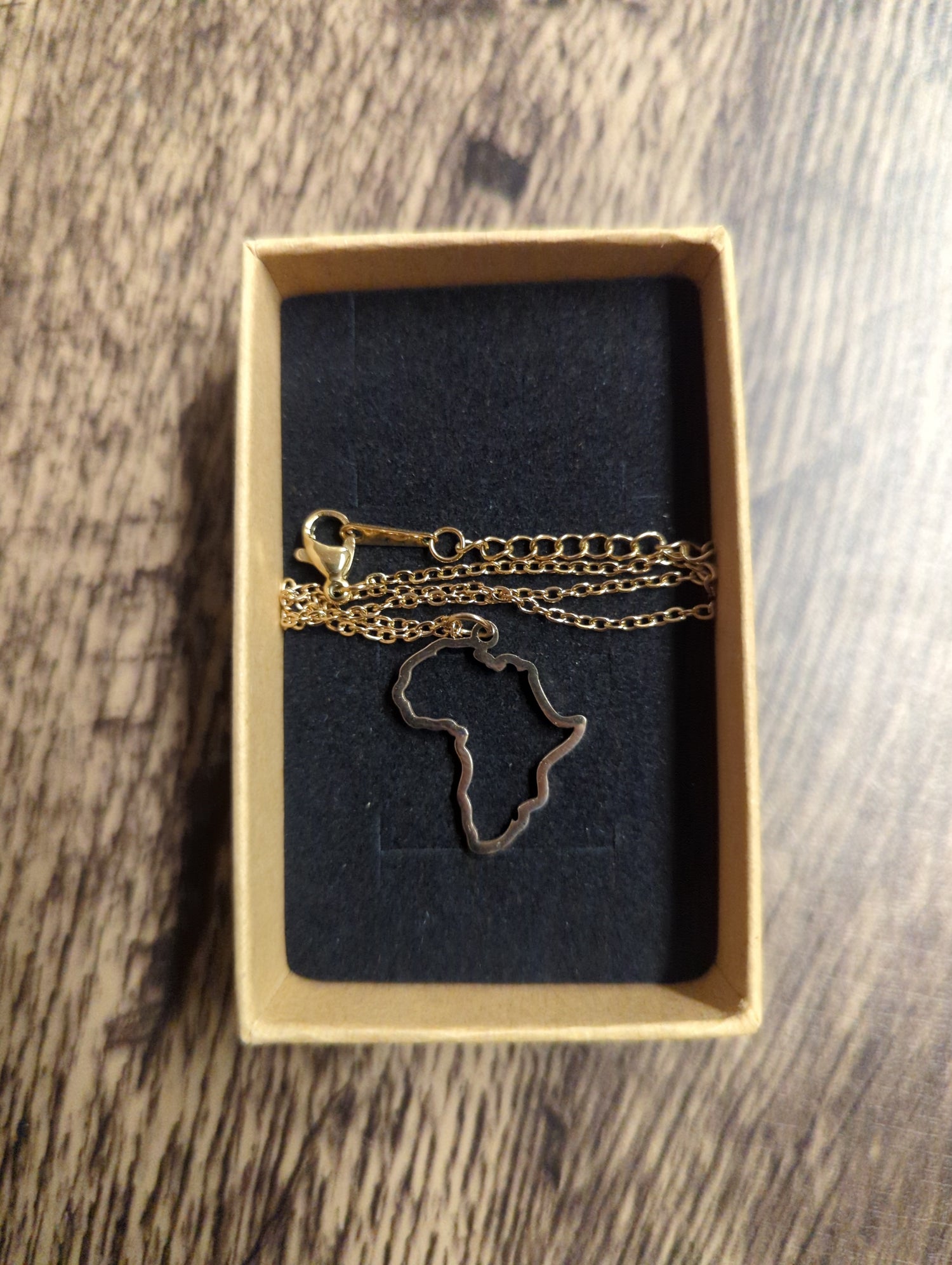 Africa Shape Outline Necklace 50cm Chain 23.5mm x 19mm Pendant