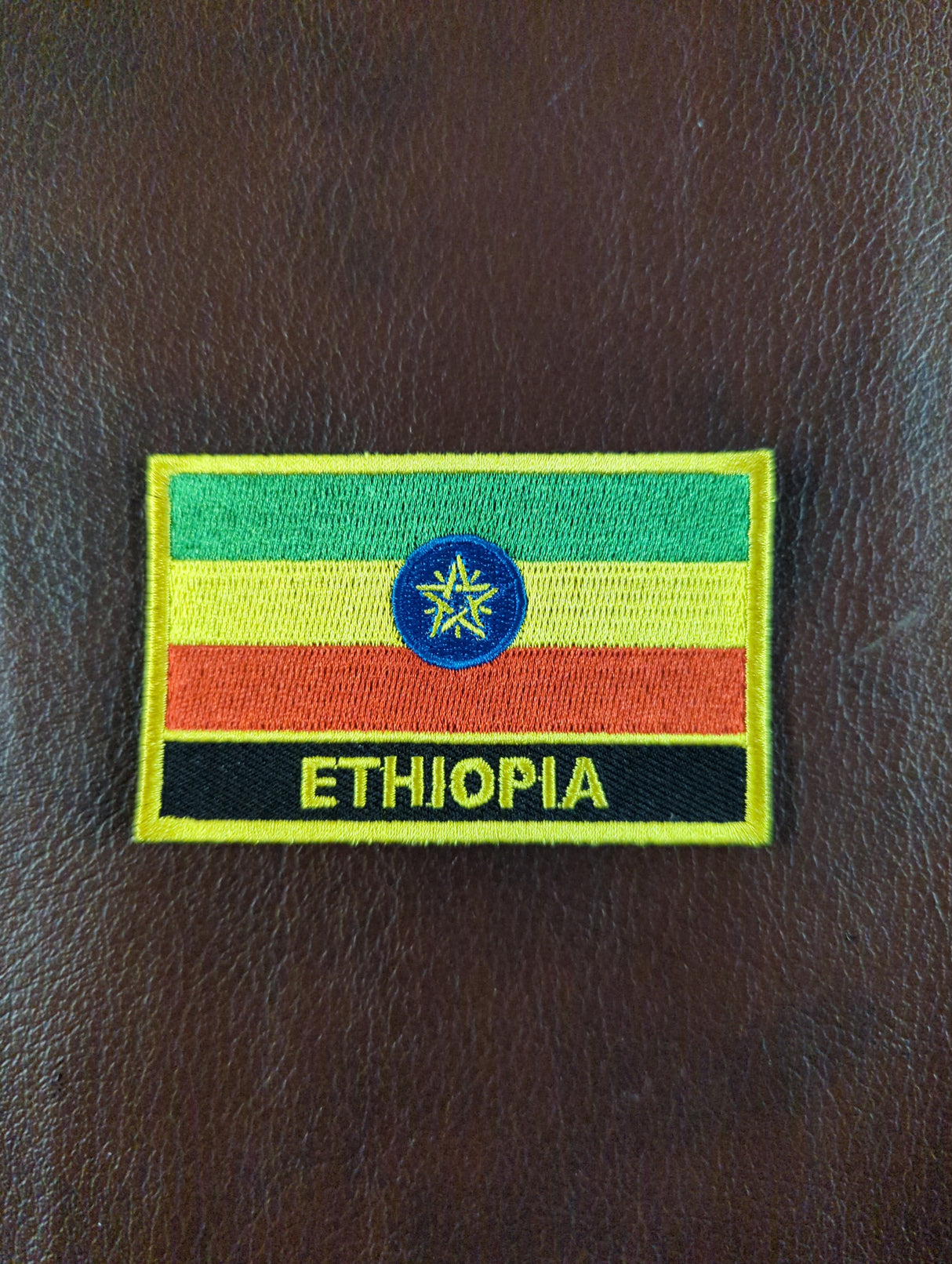 National Flag With Country Name Yellow Embroidery Patch 8cm x 5cm