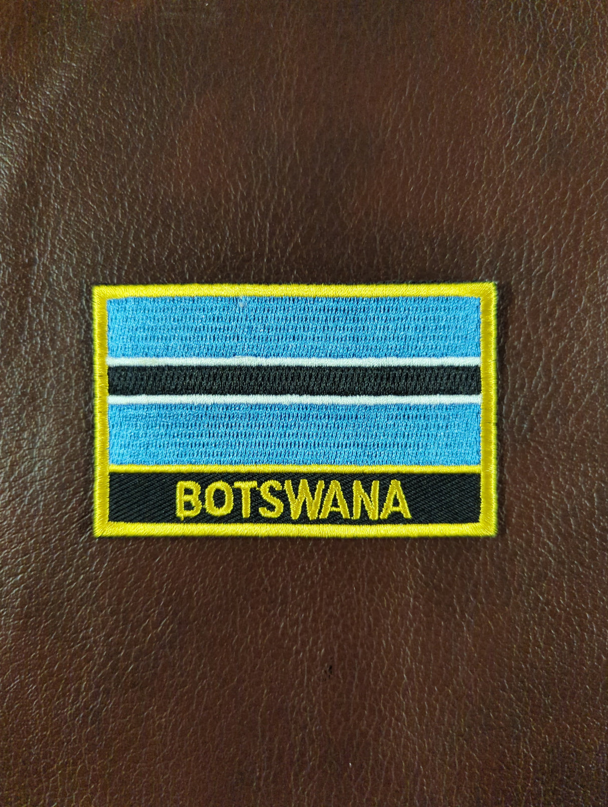National Flag With Country Name Yellow Embroidery Patch 8cm x 5cm