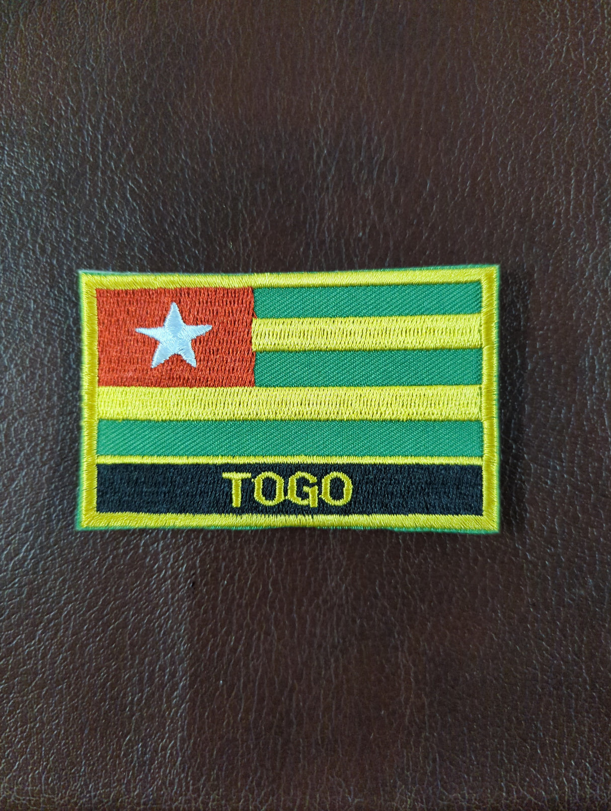 National Flag With Country Name Yellow Embroidery Patch 8cm x 5cm