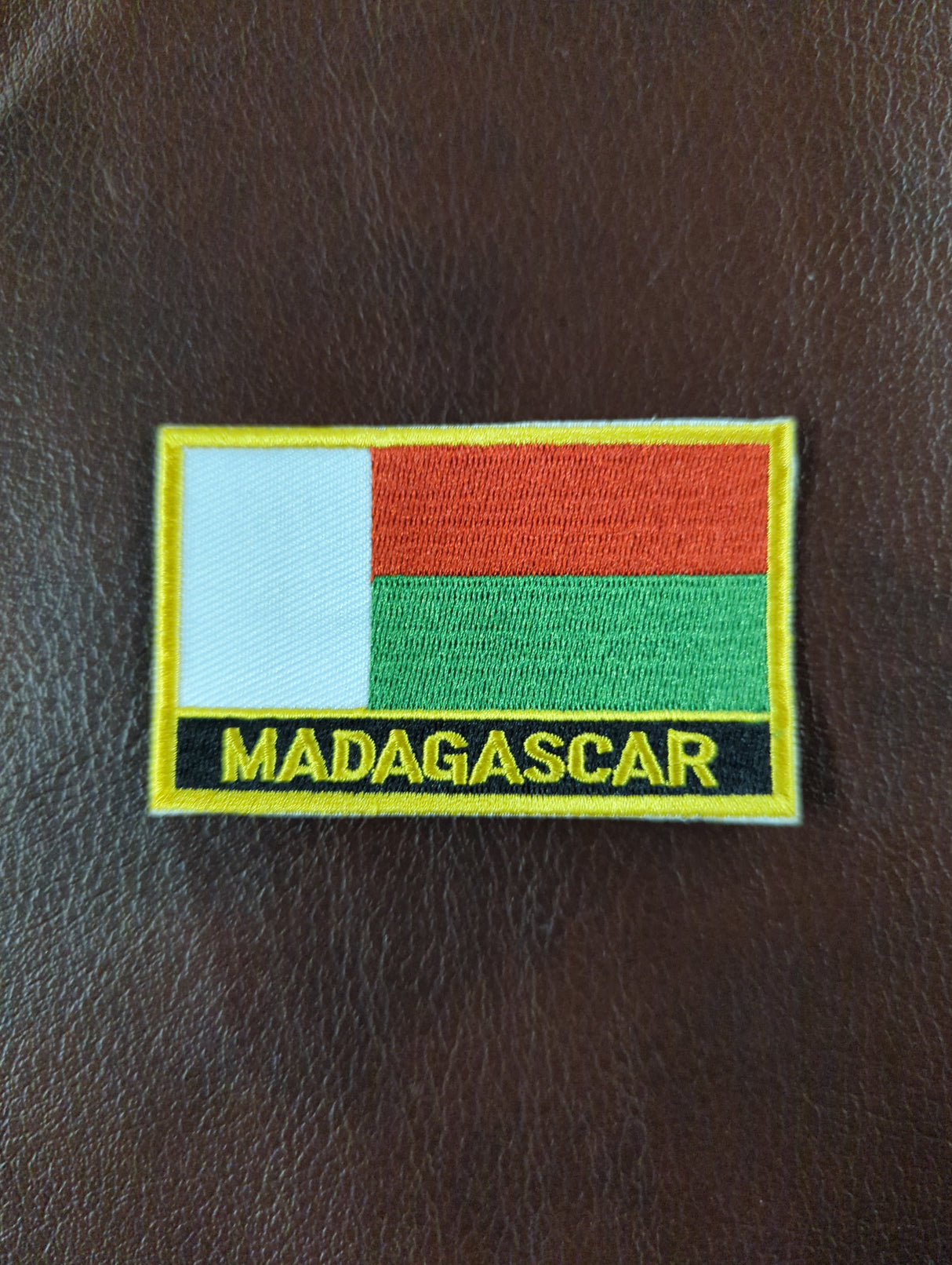 National Flag With Country Name Yellow Embroidery Patch 8cm x 5cm