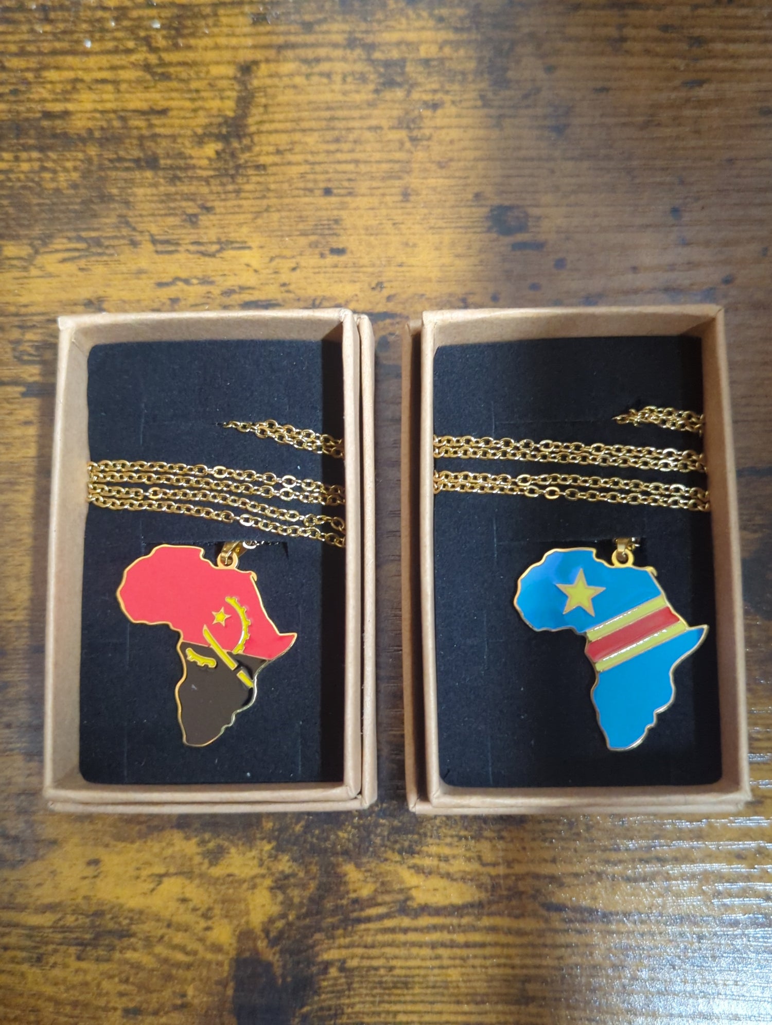 National Flag Africa Shape Gold Necklace 60cm Thin Chain
