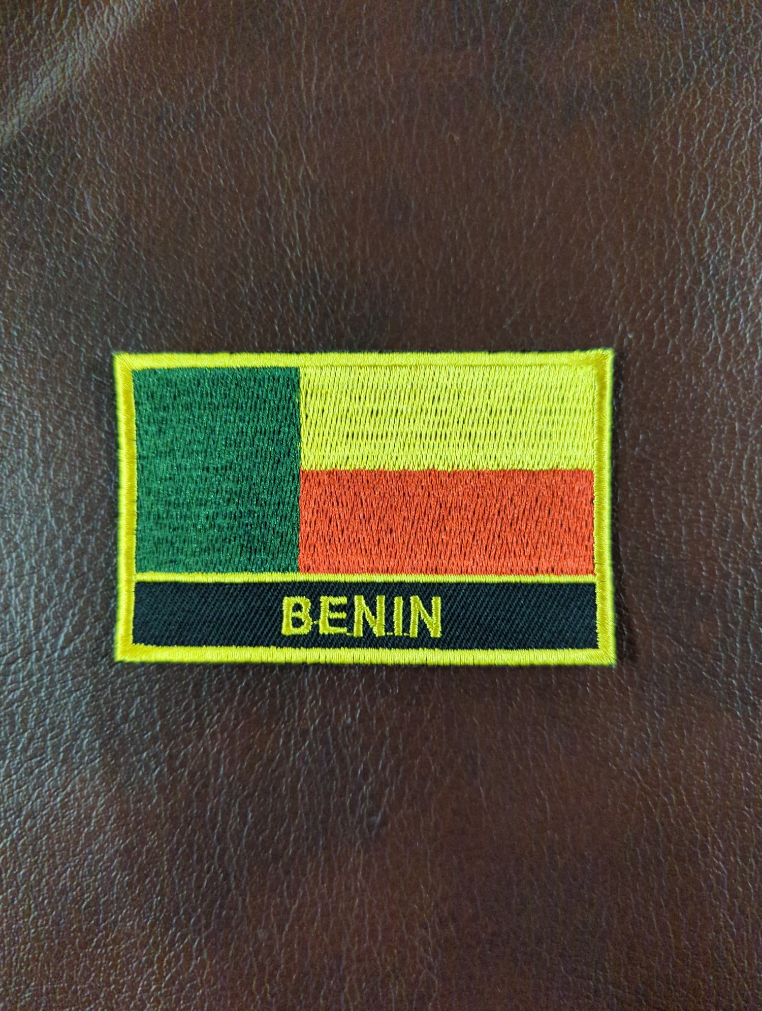 National Flag With Country Name Yellow Embroidery Patch 8cm x 5cm