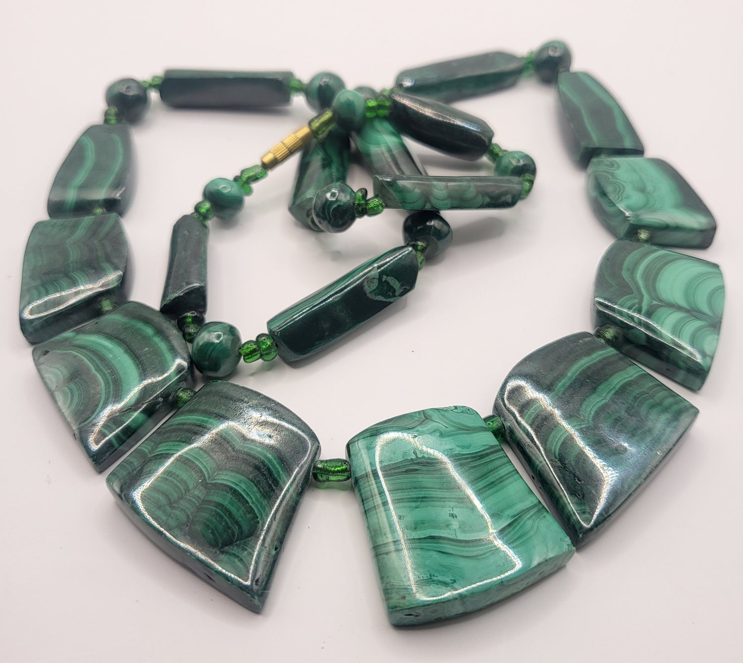 Malachite Diamond Beaded Necklace