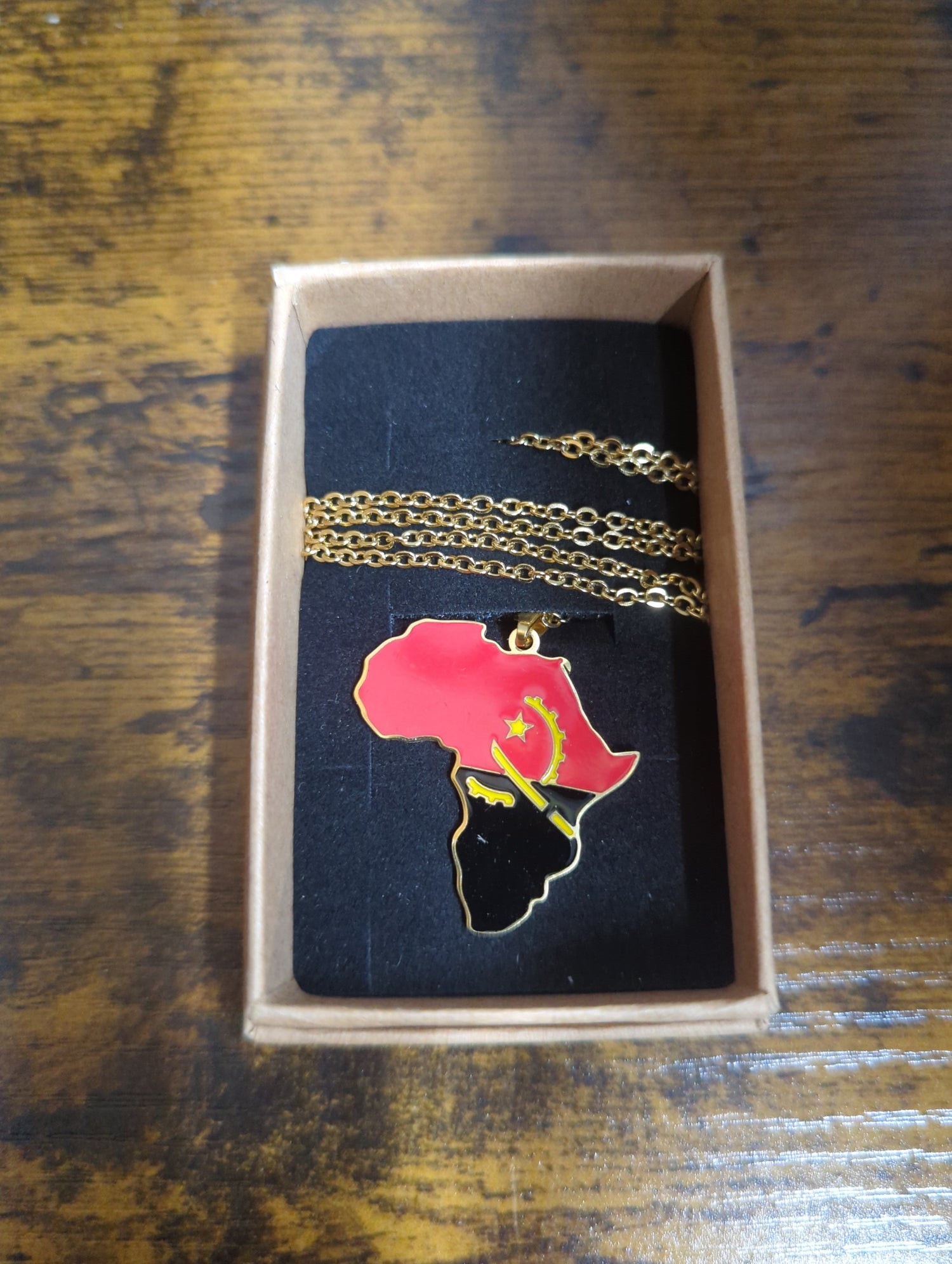 National Flag Africa Shape Gold Necklace 60cm Thin Chain