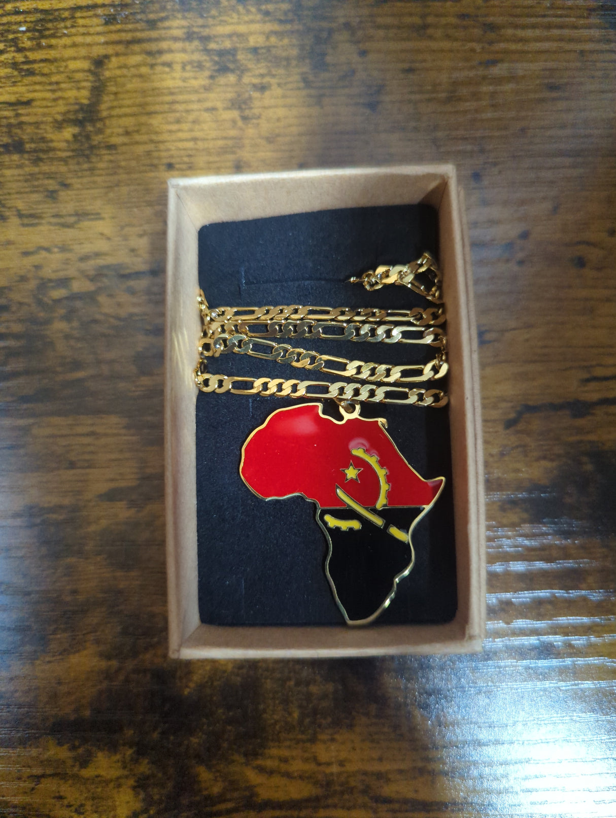 National Flag Africa Shape Gold Necklace 60cm Thick Chain