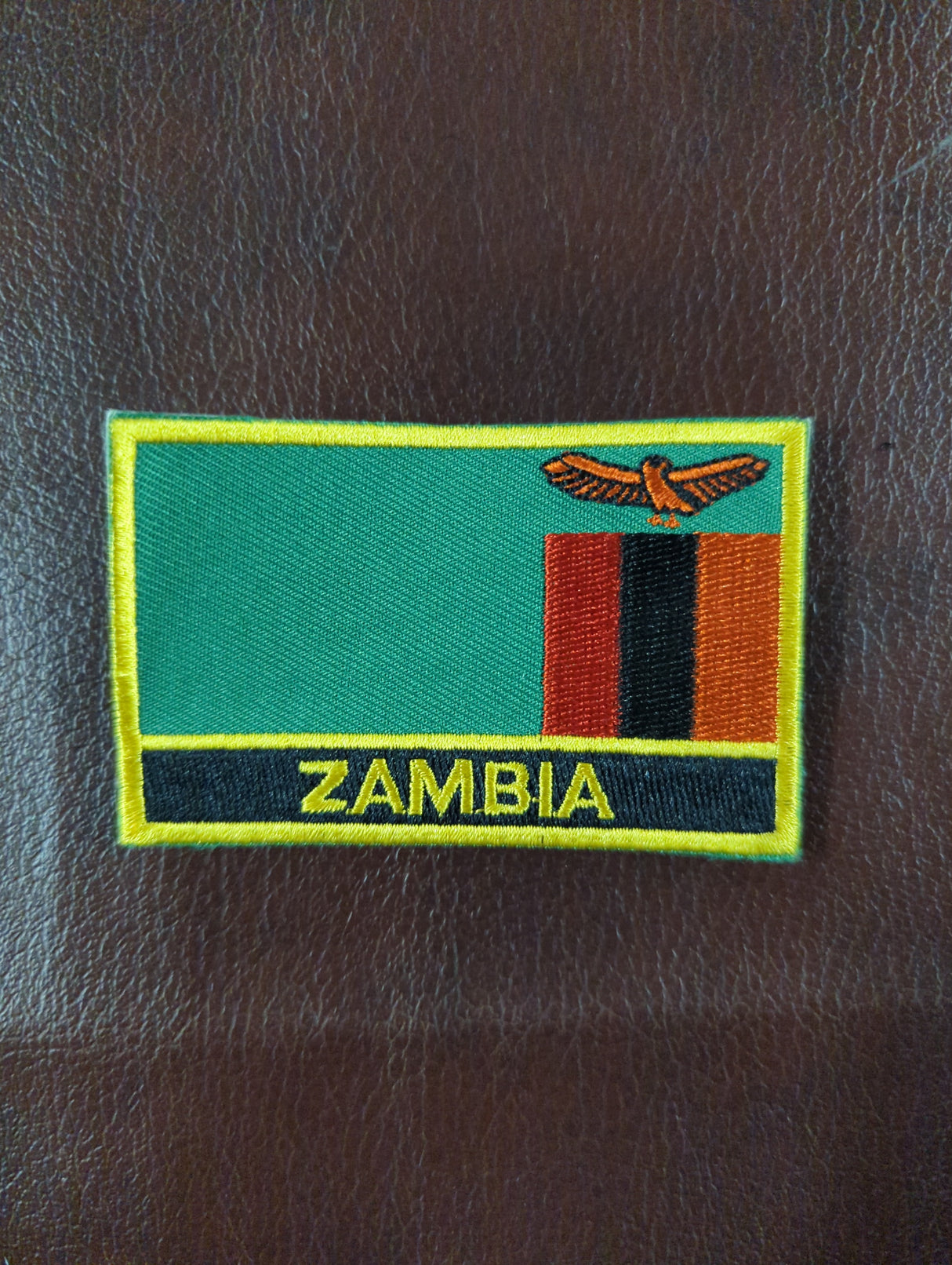 National Flag With Country Name Yellow Embroidery Patch 8cm x 5cm