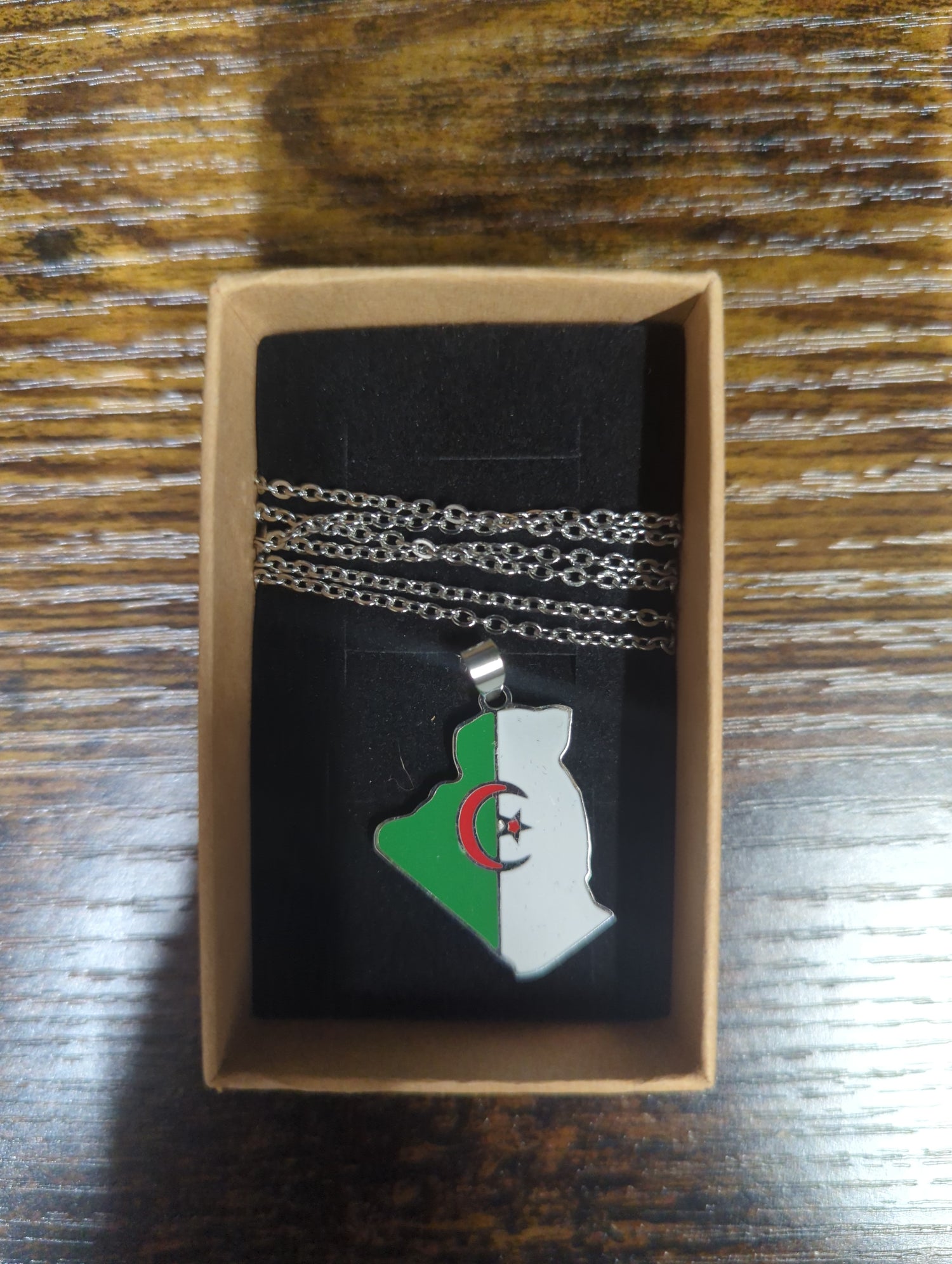 National Flag Country Shape Silver Necklace 60cm Chain