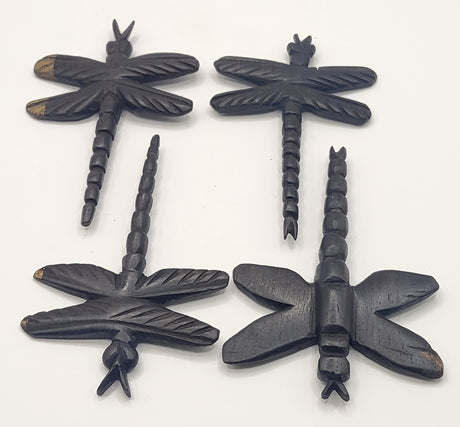 Ebony Hand Carved Dragonflies