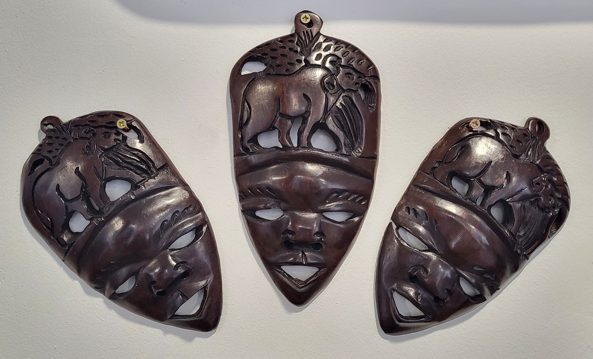 Set of Three Tribal Masks Wall Plaque