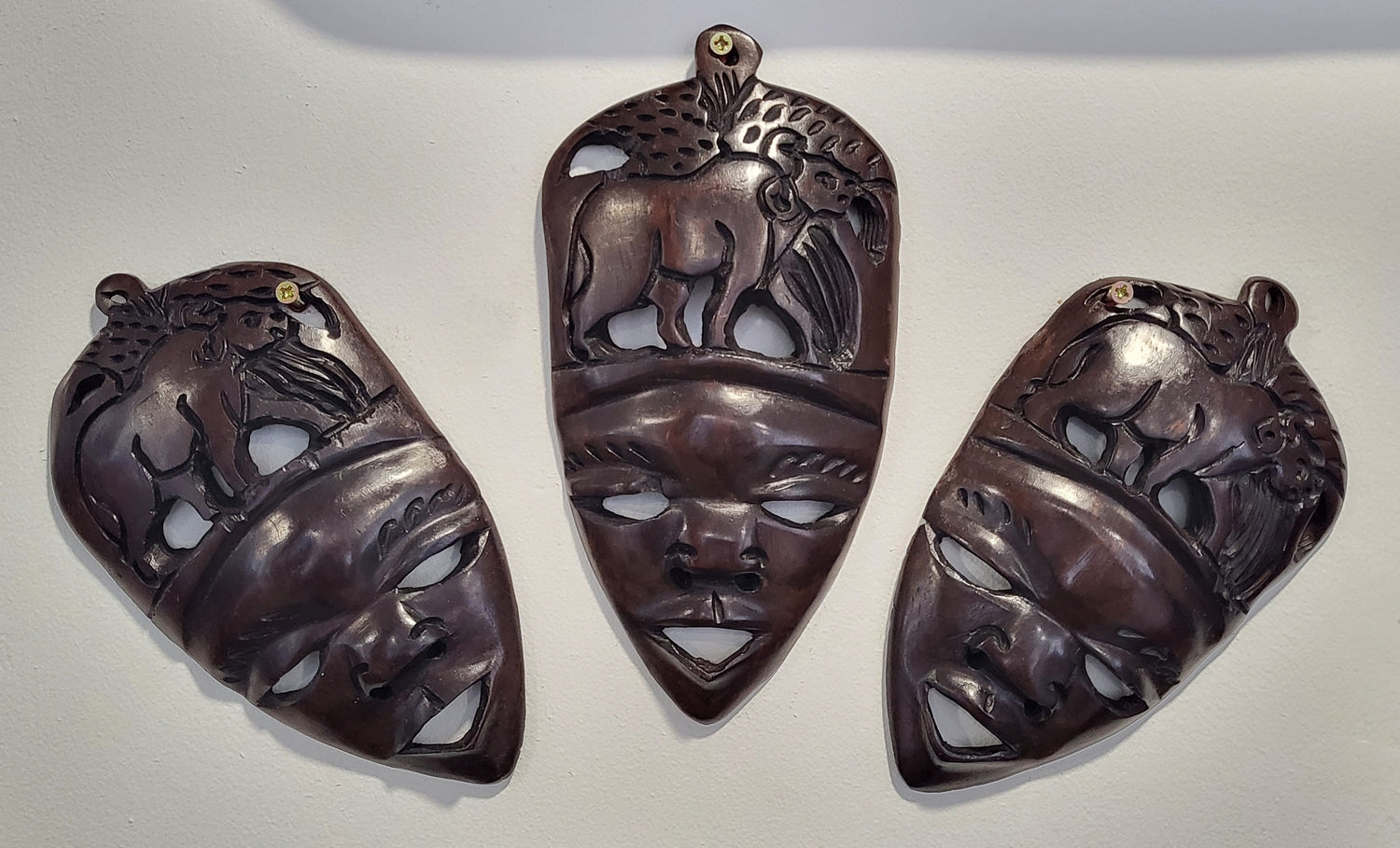 Set of Three Tribal Masks Wall Plaque