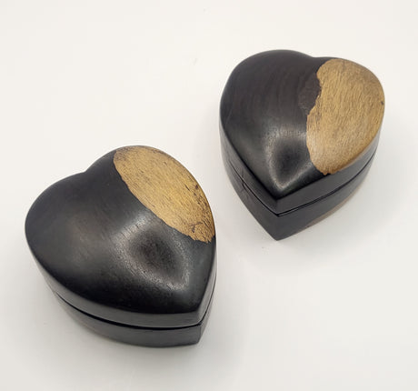 Ebony Hand Carved Couple Jewellery Box Set