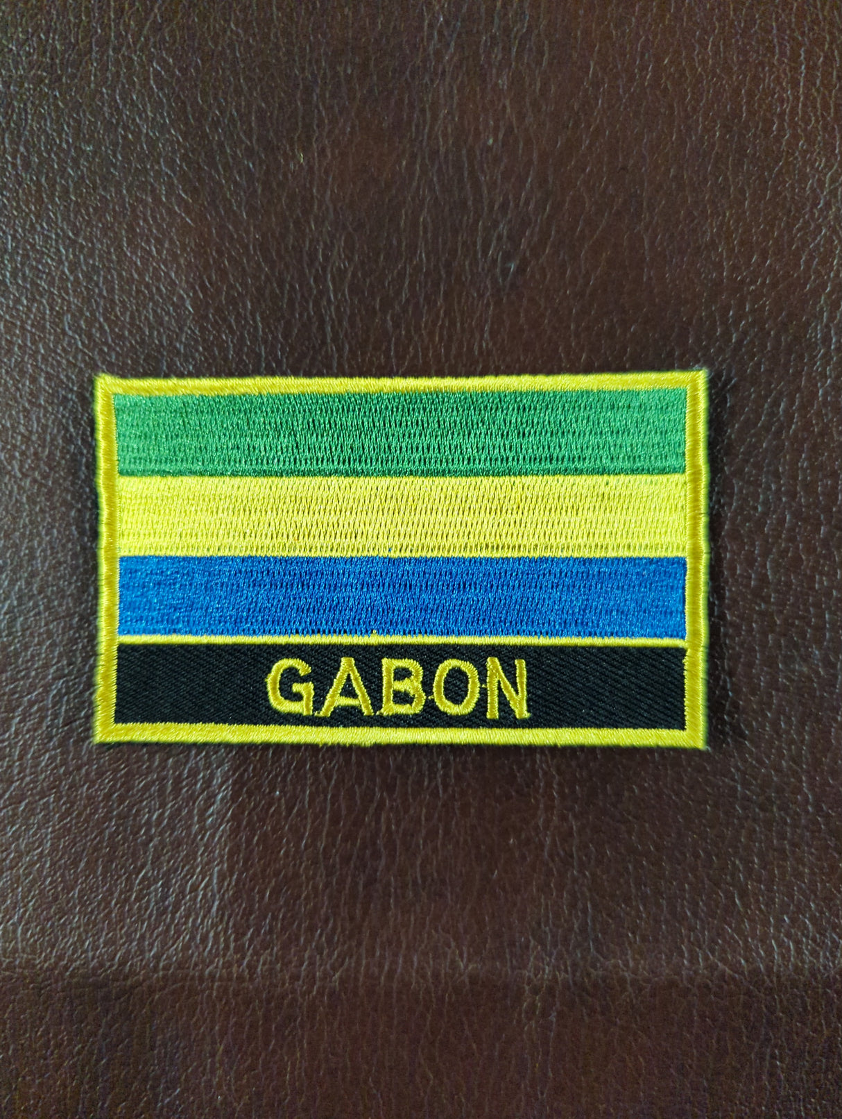 National Flag With Country Name Yellow Embroidery Patch 8cm x 5cm