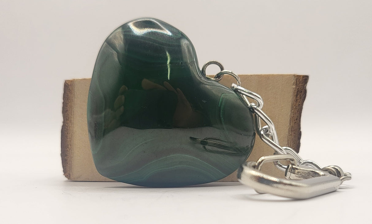 Malachite Heart Keychain