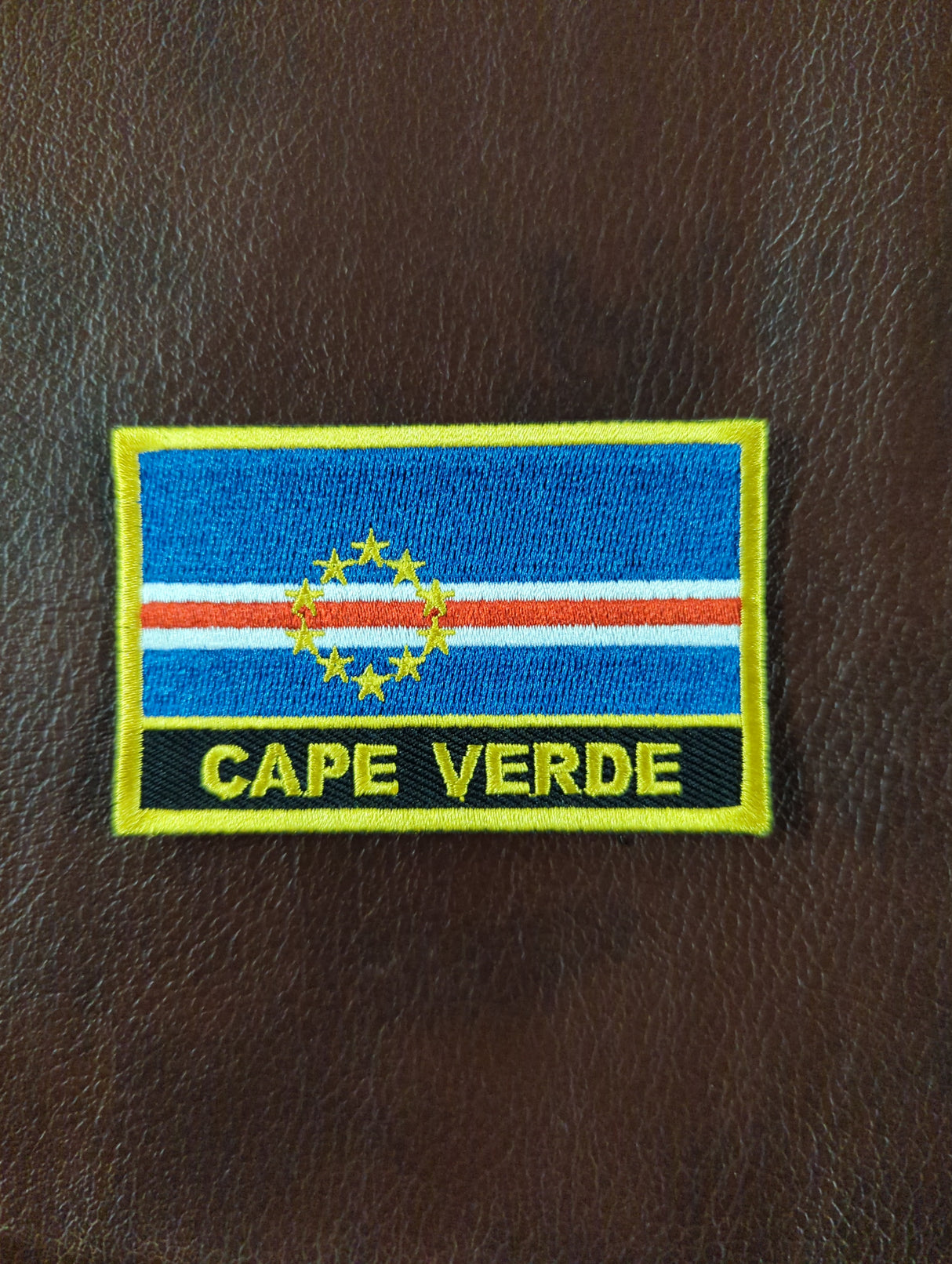 National Flag With Country Name Yellow Embroidery Patch 8cm x 5cm