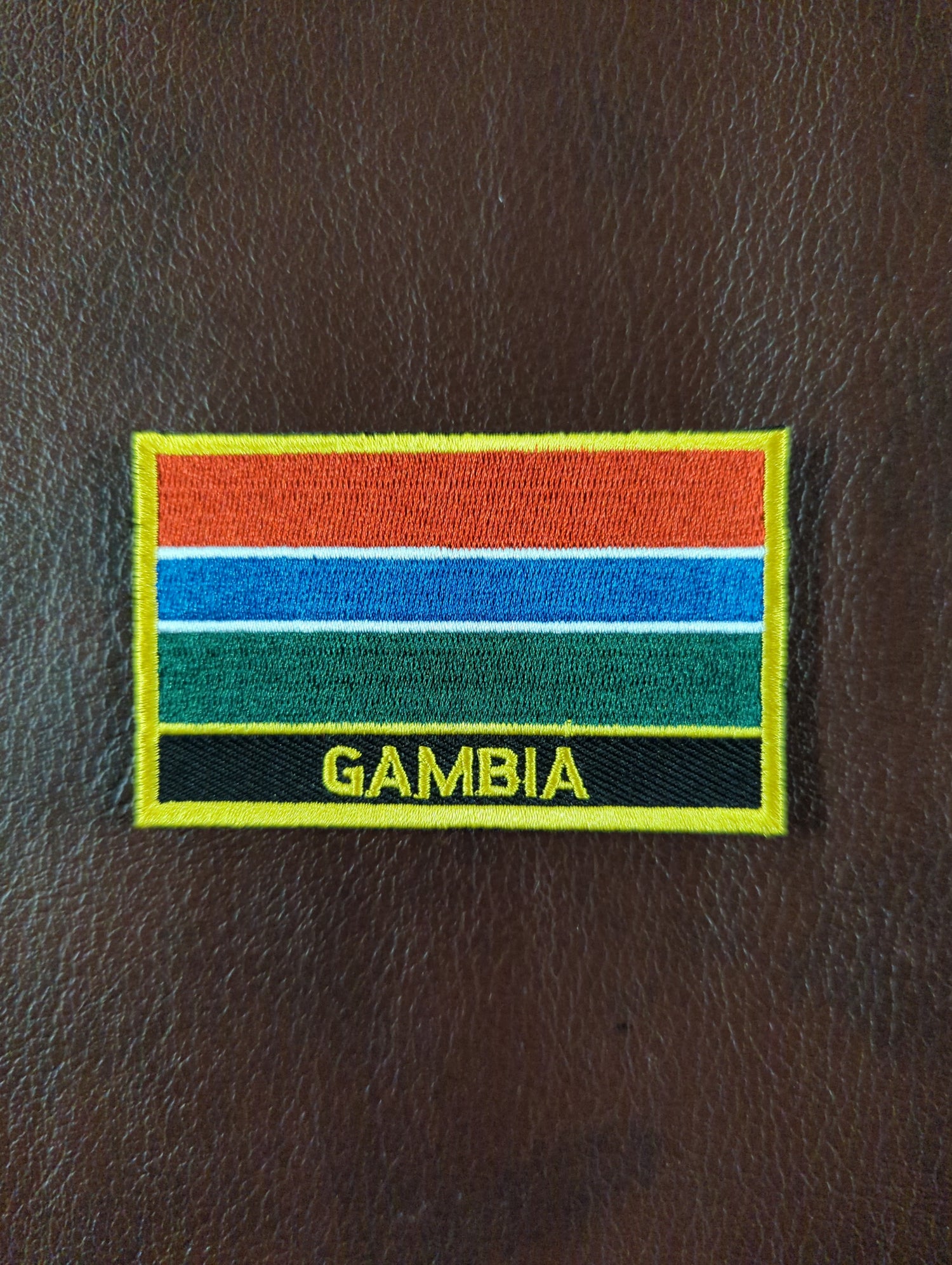 National Flag With Country Name Yellow Embroidery Patch 8cm x 5cm