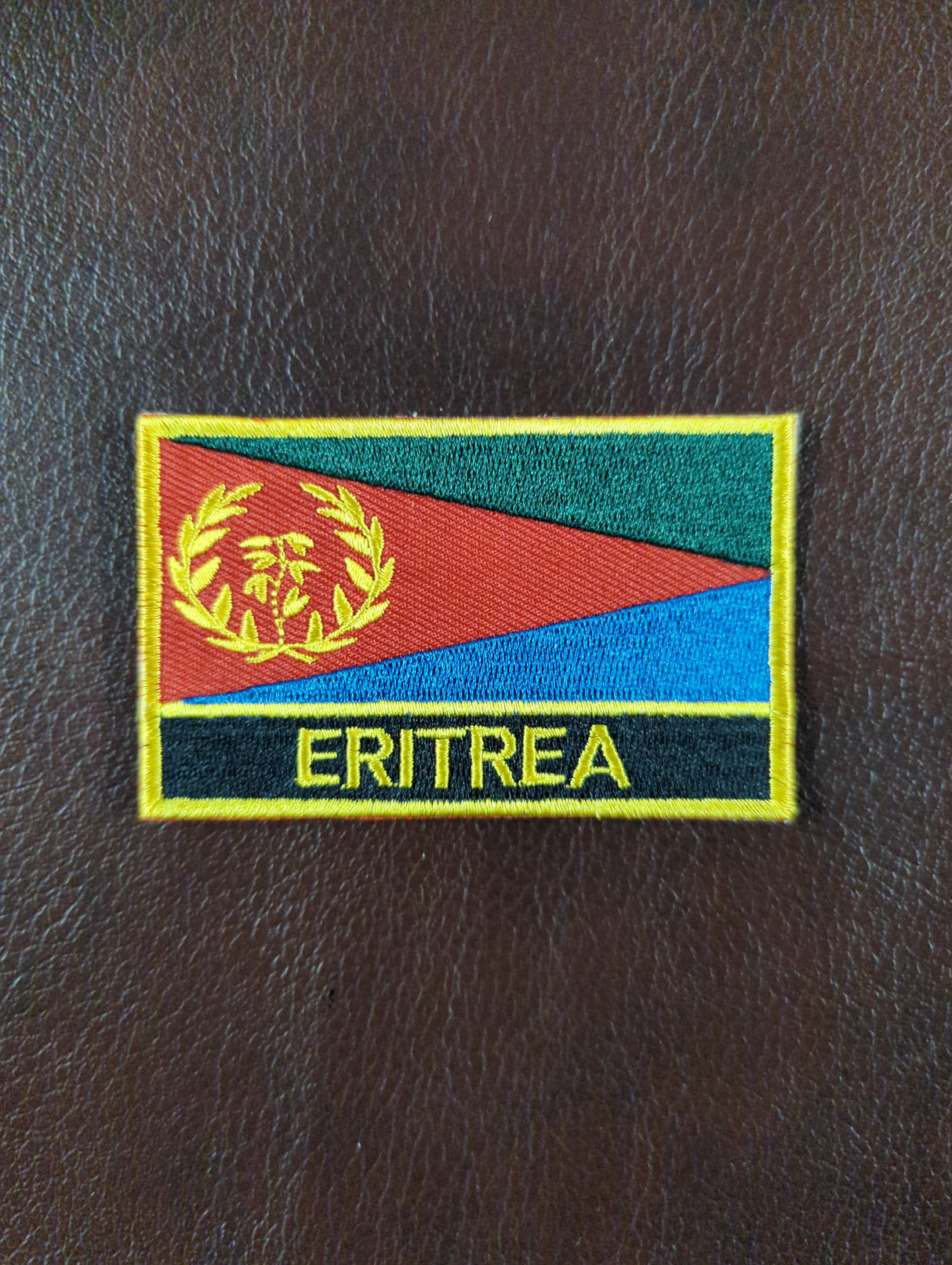 National Flag With Country Name Yellow Embroidery Patch 8cm x 5cm