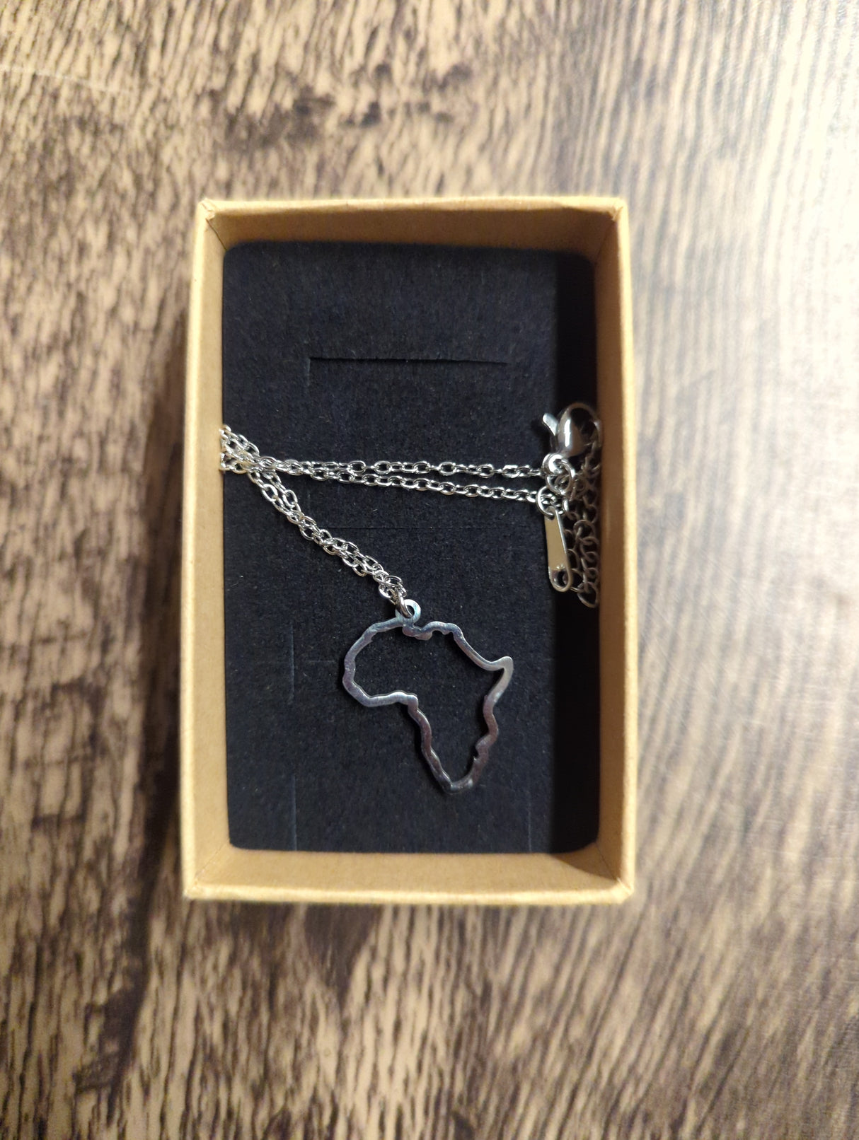 Africa Shape Outline Necklace 50cm Chain 23.5mm x 19mm Pendant