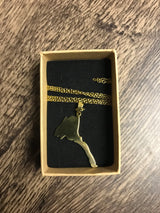 Country Shape Filled Outline Gold Necklace 60cm Chain