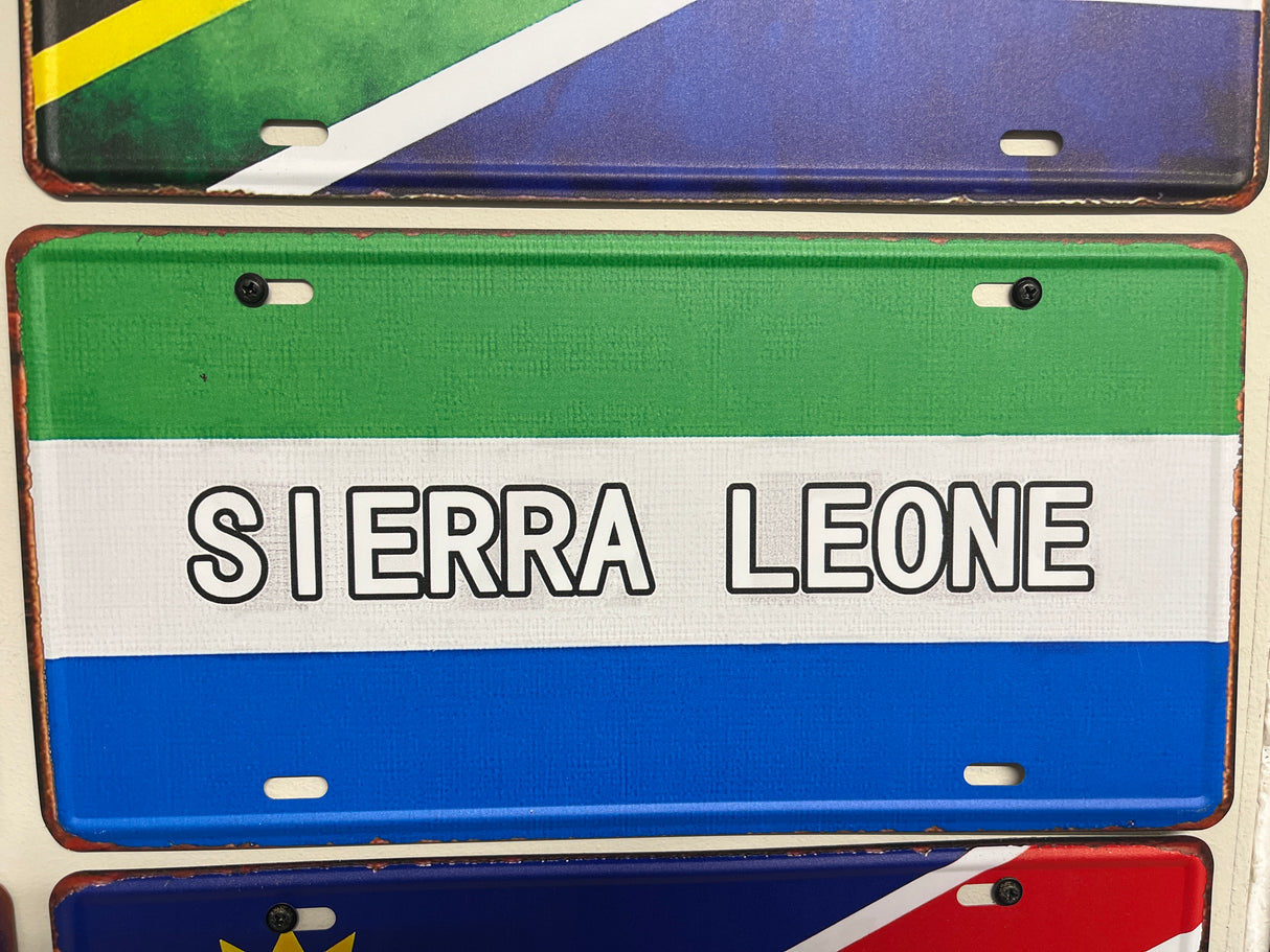Metal Country Flag And Name Style License Plate Room Decor 15x30cm