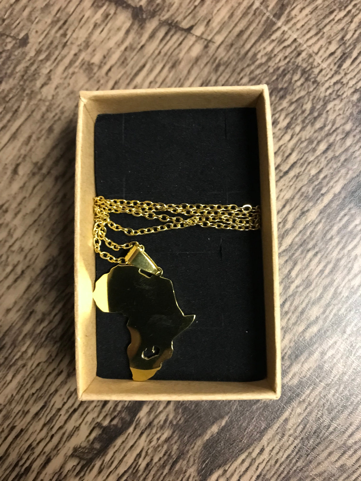 Africa Shape Country Outline Gold Necklace 60cm Chain
