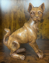 Hand Carved Mahogany Head Side Turned Dog
