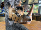 Hand Carved ‘Big 5’ On a Tree Trunk Ornament - Elephant, Leopard, Lion, Rhino, Buffalo