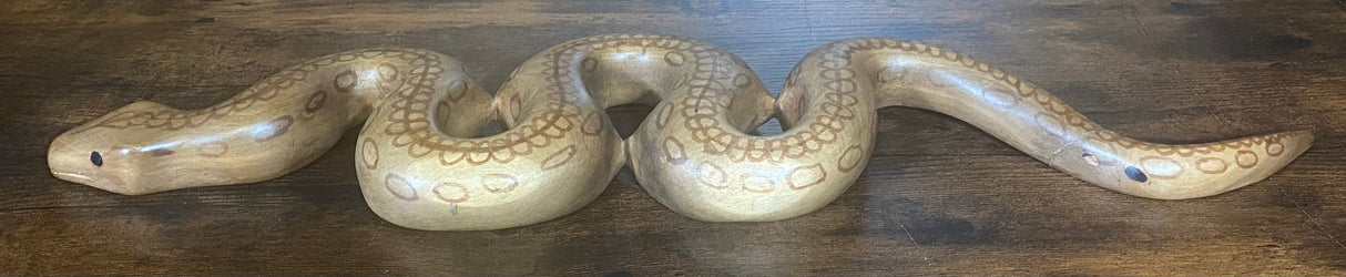 Painted Hand Carved Mahogany Snake