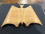 Large Mahogany Hand Carved Bat Open Wings