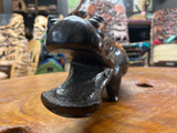 Hand Carved Wooden Hippo - Mouth Open No Teeth