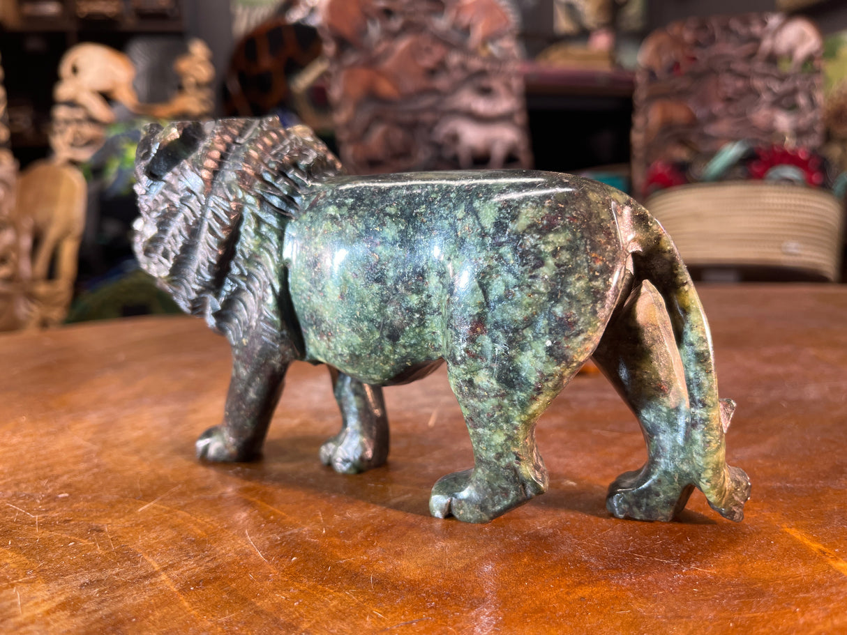 Hand Carved Green Stone Lion