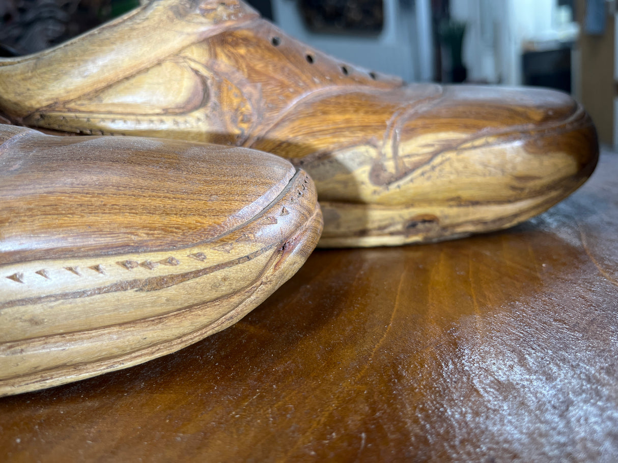 Pair of Nike Air Max 1 Hand Carved Mahogany Display Piece